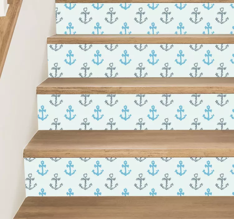Anchor Pattern Steps stair riser sticker - TenStickers