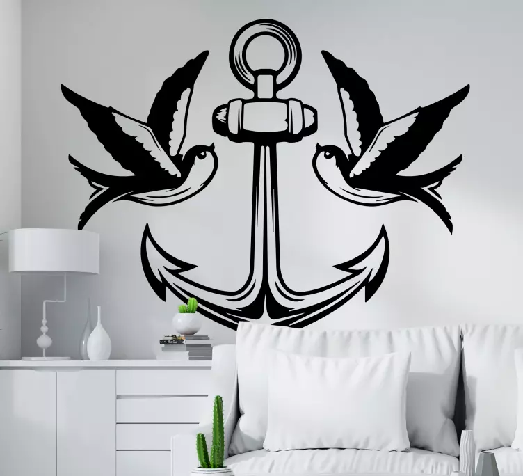 Anchor with birds  marine wall sticker - TenStickers