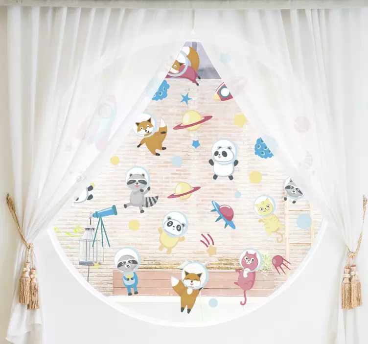 Animals in space window sticker - TenStickers