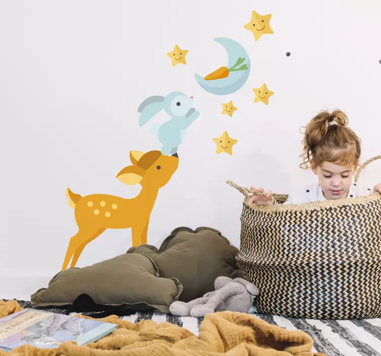 Animals Reaching for the Moon Wall Sticker - TenStickers