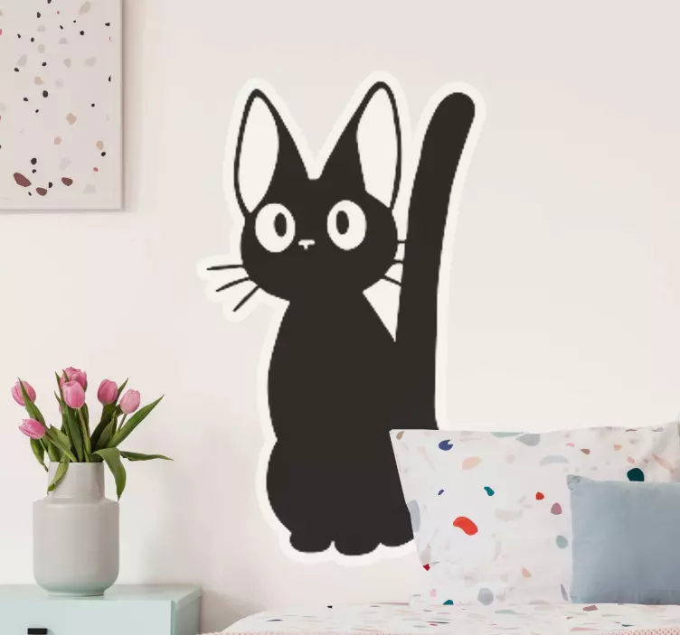 Anime black cat cat sticker - TenStickers