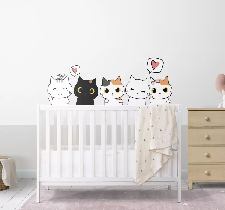 Anime cats family cartoon sticker - TenStickers