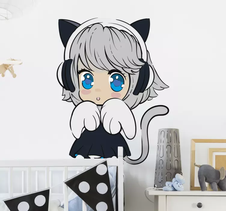 Anime little girl illustration sticker - TenStickers