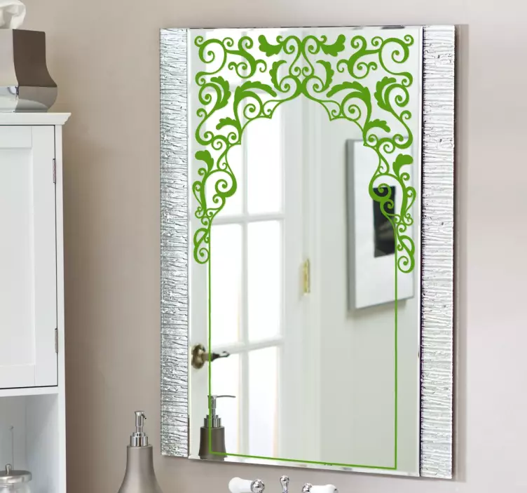 Arabic rectangular style floral mirror sticker - TenStickers