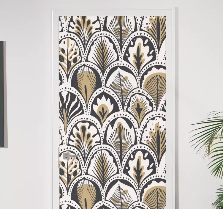Art deco fans pattern door sticker - TenStickers