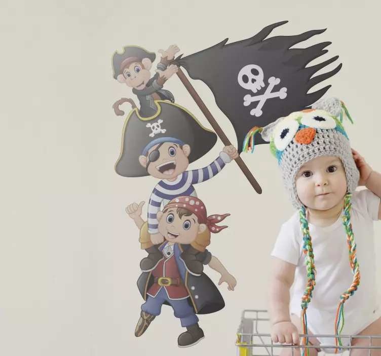 Kids pirate with monkey sticker - TenStickers