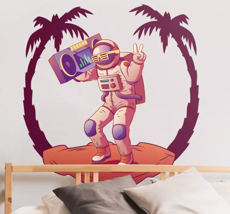 Space sticker astronaut with boom box - TenStickers