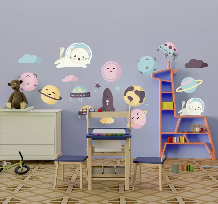 Astronauts in Space kids   wall sticker - TenStickers