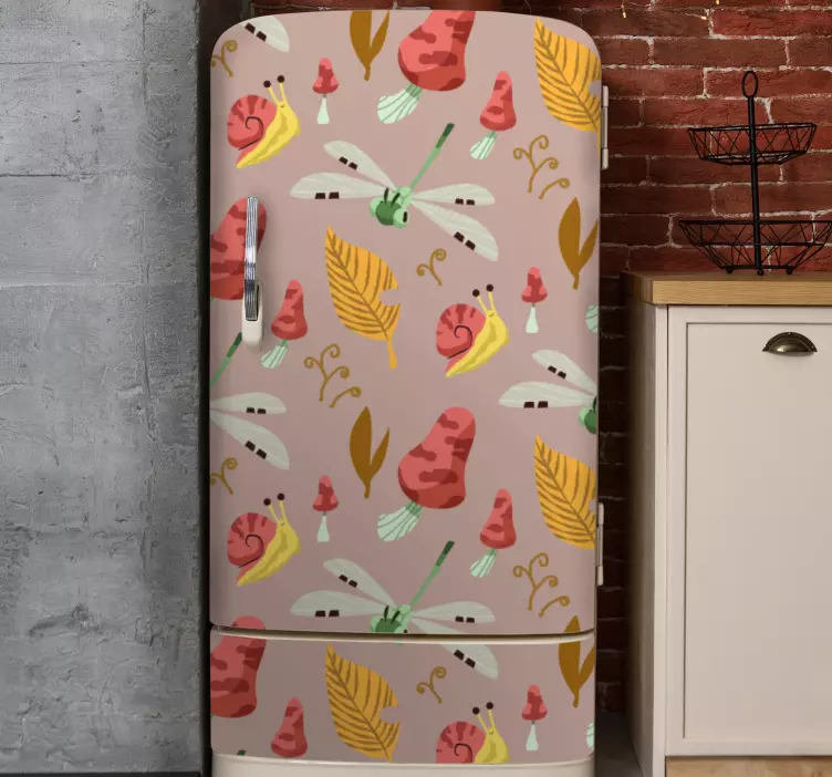 Autumn fauna and flora pattern fridge sticker - TenStickers