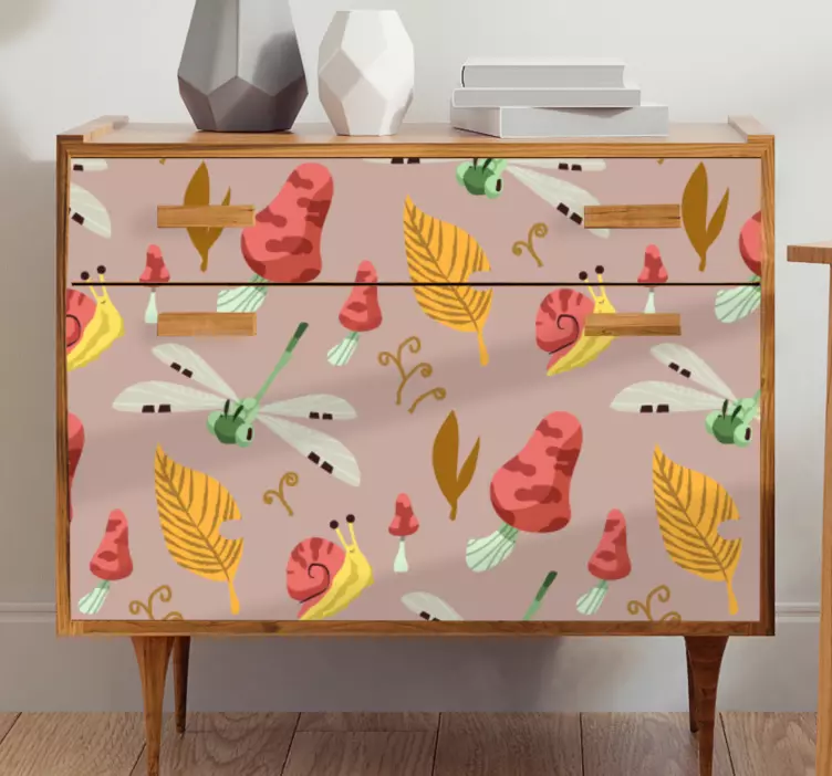 Autumn fauna and flora pattern furniture decal - TenStickers