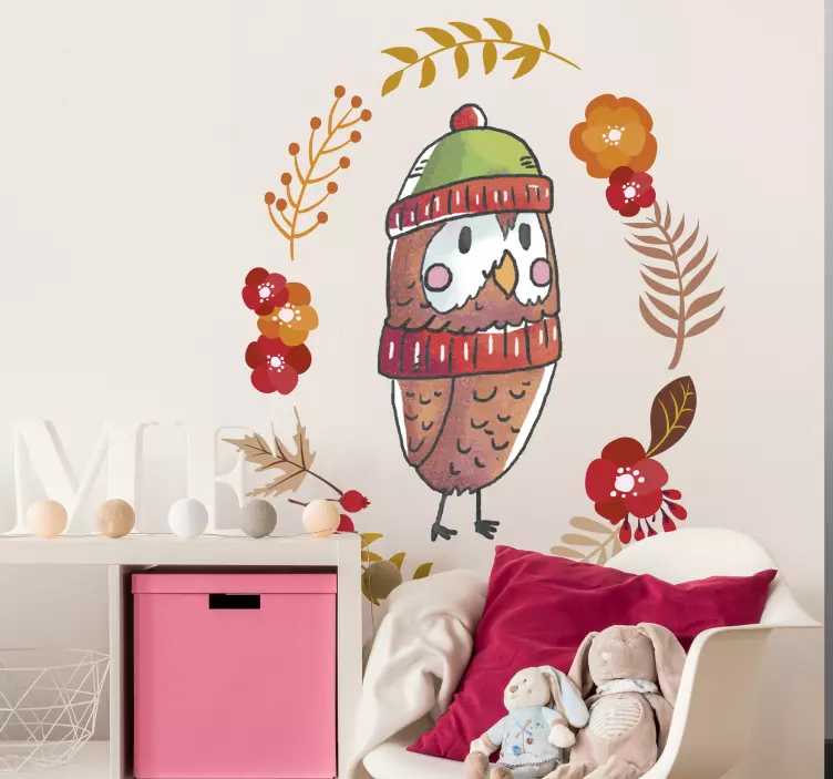 Autumn owl  bird wall sticker - TenStickers