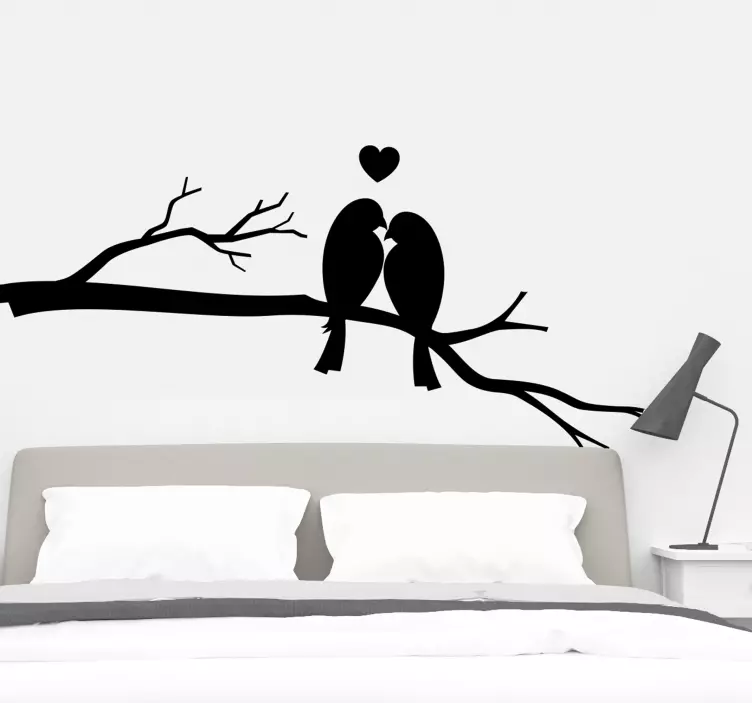 Autumn tree with birds kissing  wall sticker - TenStickers