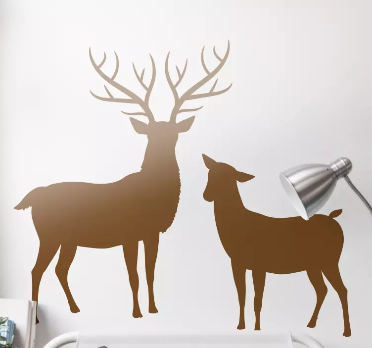 Baby and father stag animal wall decal - TenStickers