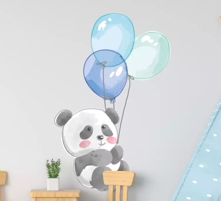 Baby banda holding  blue air balloons sticker - TenStickers