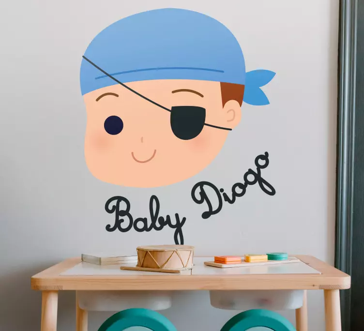 Baby boy pirate face with name kids decal - TenStickers