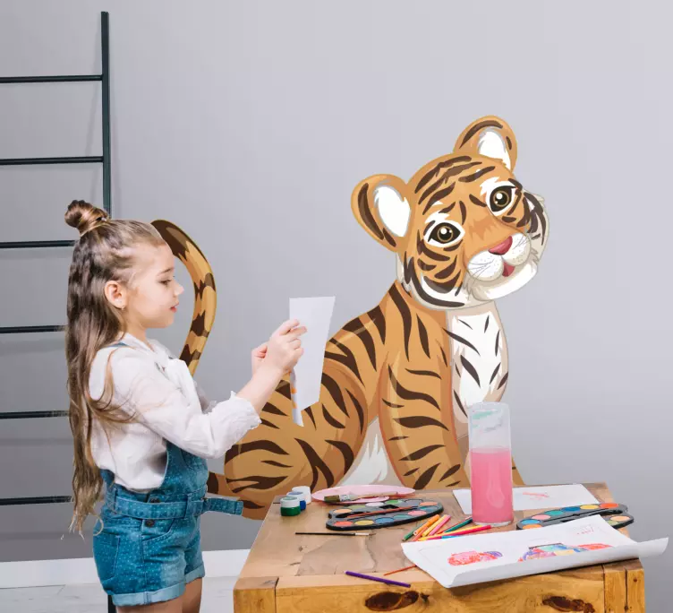 Baby tiger portrait wild animal decal - TenStickers