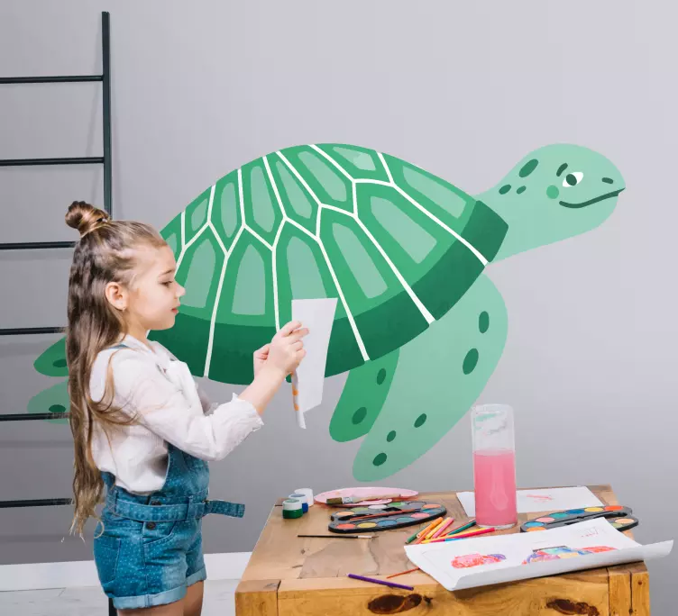 Baby turtle swimming  pet vinyl sticker - TenStickers