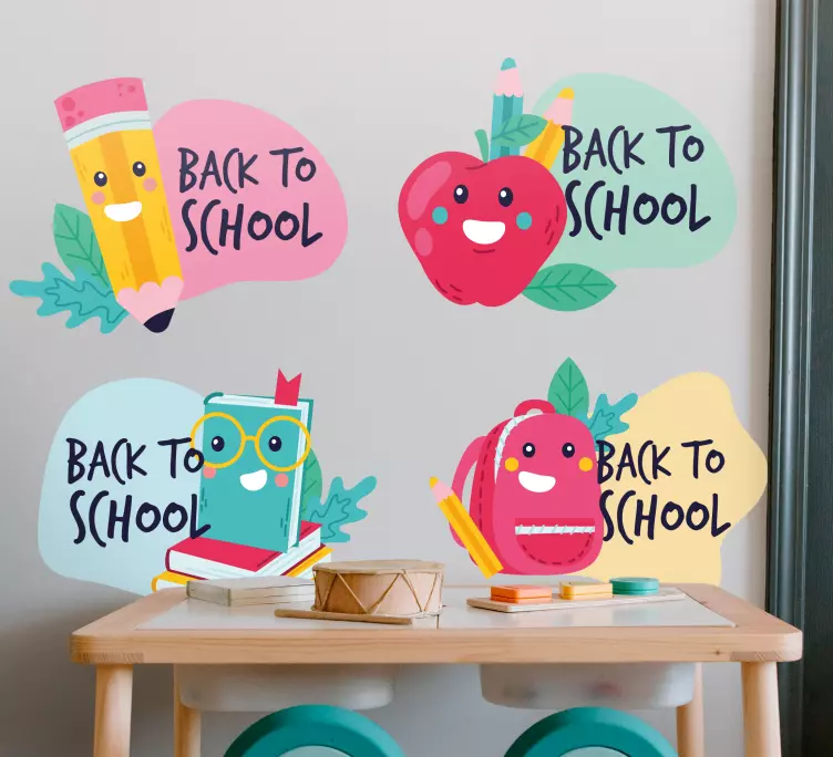 Back to school different symbols window decal - TenStickers