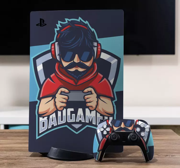 Bad gamer man mascot Playstation sticker - TenStickers
