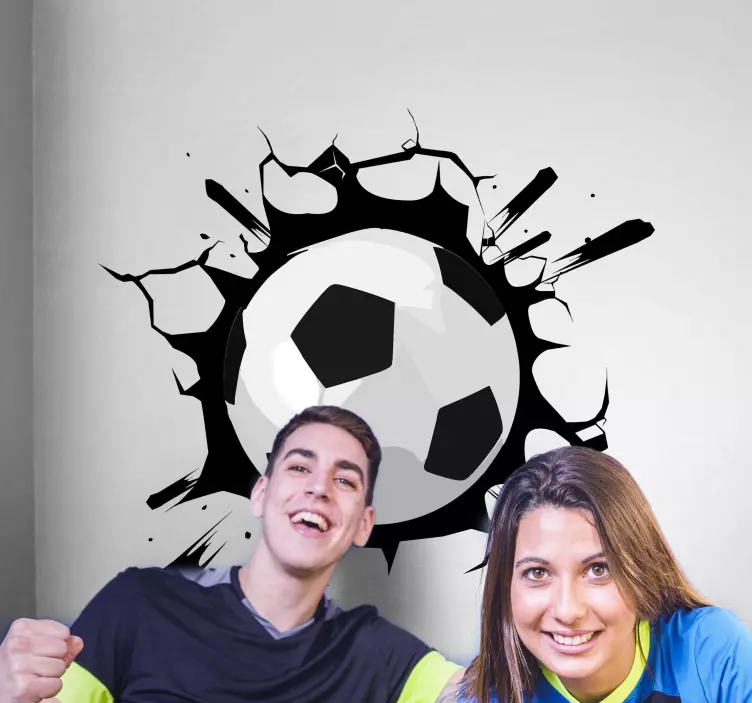 Ball through the wall football wall sticker - TenStickers