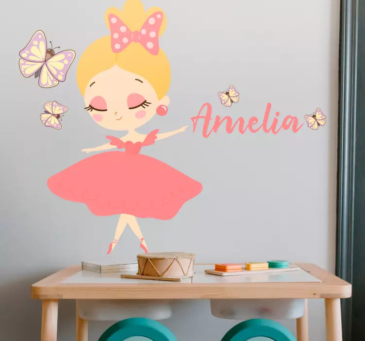 Ballet girl with name kid's sticker - TenStickers