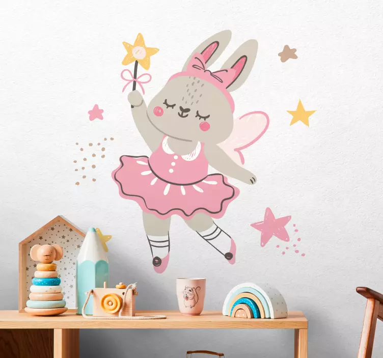 Ballet Dancing Rabbit kid's sticker - TenStickers