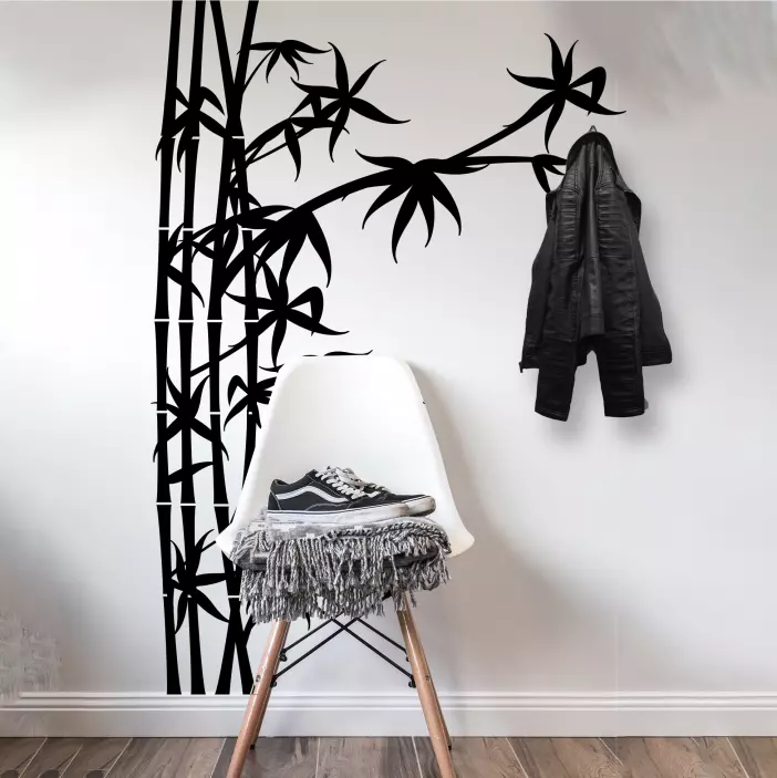 Bamboo poles coat hanger stickers - TenStickers