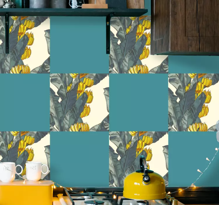 Banana tree artistic pattern tile decal - TenStickers