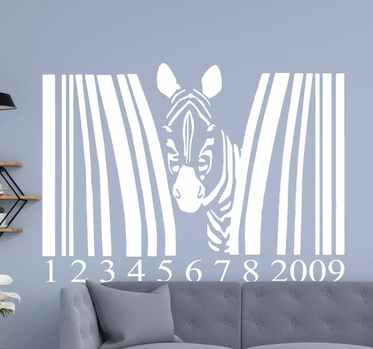 Bar code with half zebra wild animal decal - TenStickers