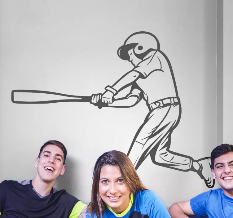Baseball player batting wall sticker - TenStickers
