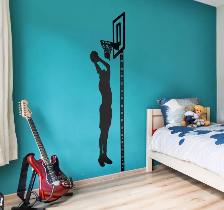 Basketball meter height chart sticker - TenStickers