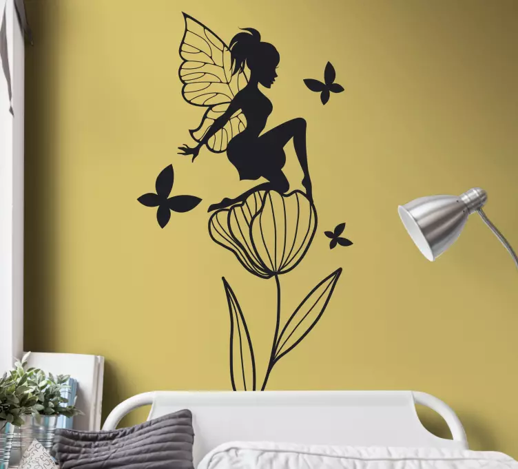Beautiful design Fairy with flowers  sticker - TenStickers