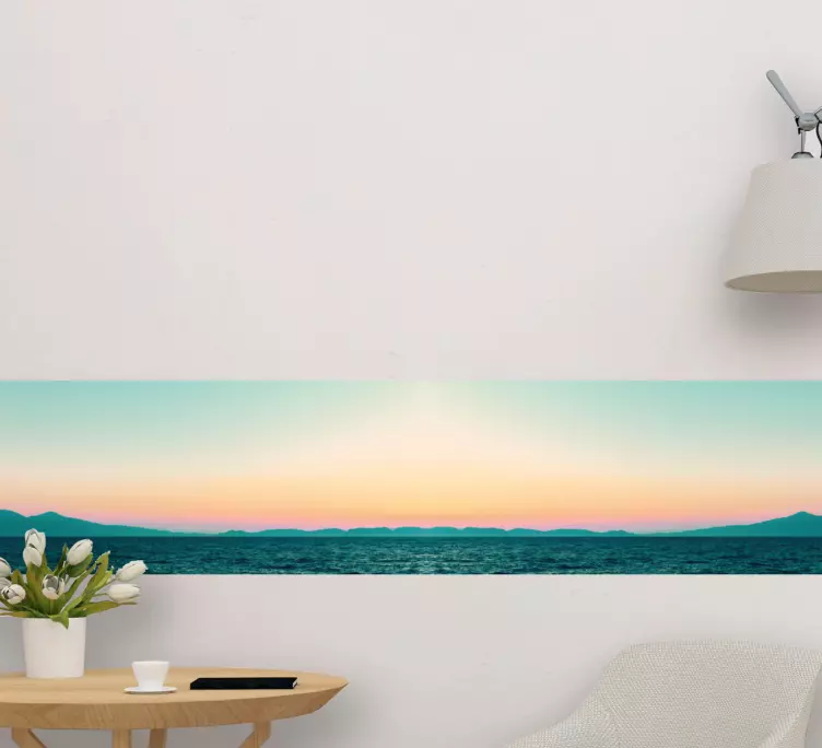 Beautiful sunset by the lake nature sticker - TenStickers