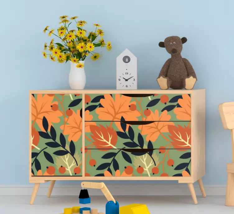 Big autumnal leaves design furniture sticker - TenStickers