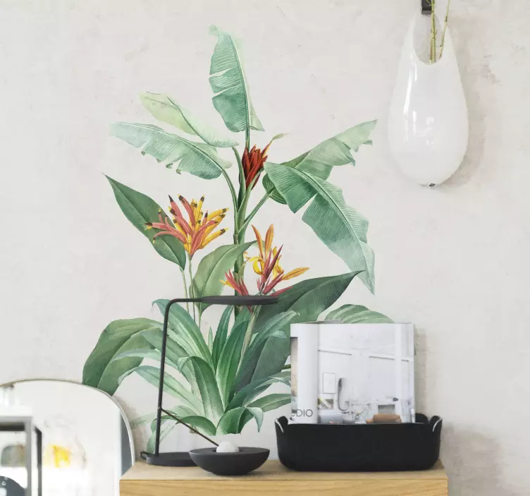 Big tropical leaves plant wall sticker - TenStickers