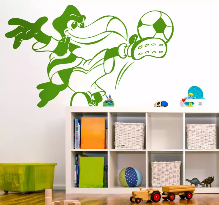 Bird Footballer Monochrome Kids Sticker - TenStickers