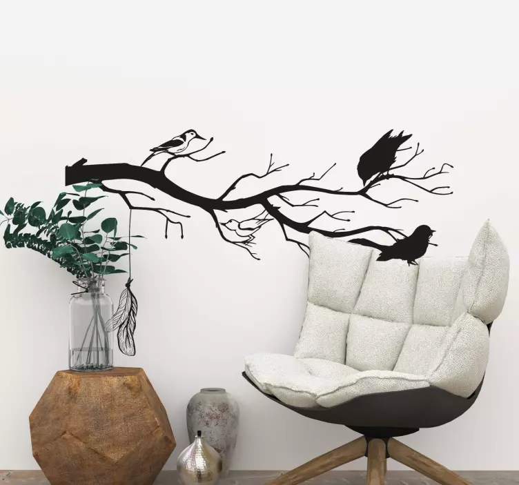 Bird sticker on elegant tree branch design - TenStickers
