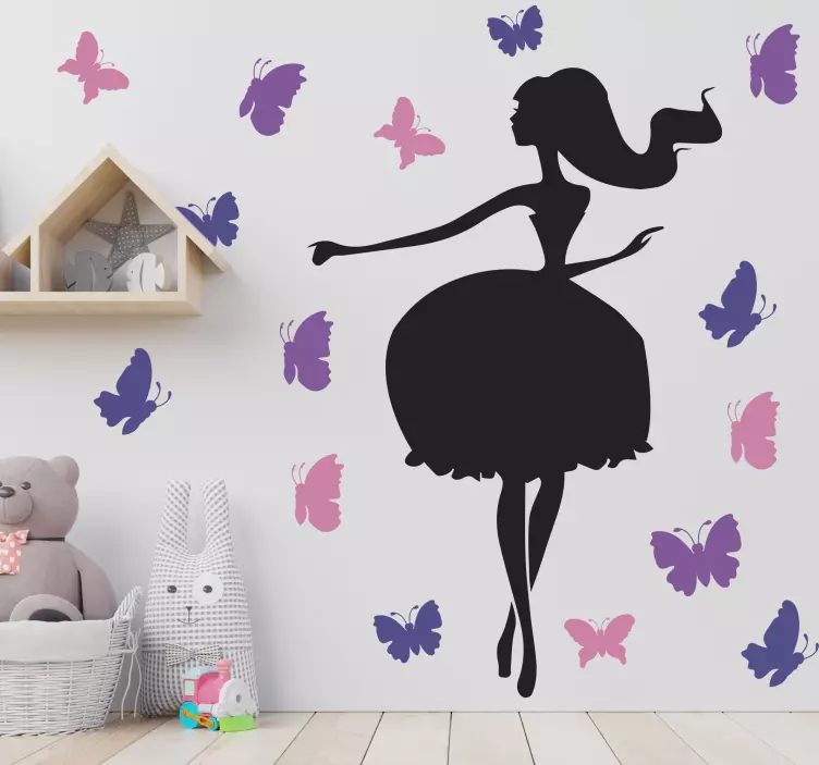 Birdcage woman and butterflies people sticker - TenStickers