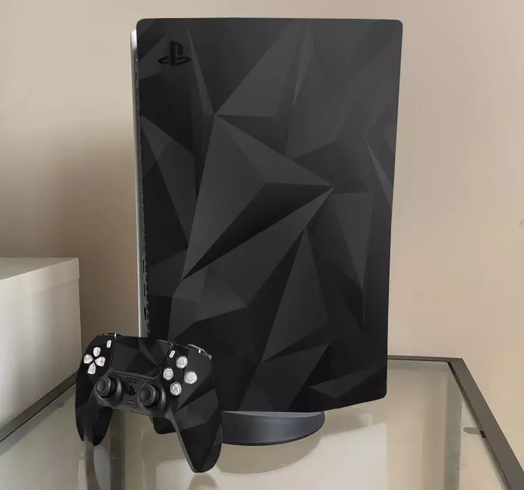 black 3D geometric PS5 sticker - TenStickers