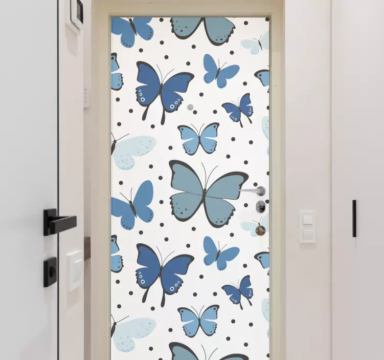 Black and Blue Butterfly Wing door decal - TenStickers