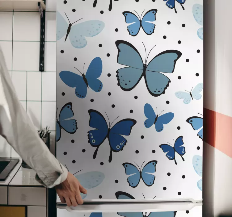 Black and Blue Butterfly Wing fridge sticker - TenStickers