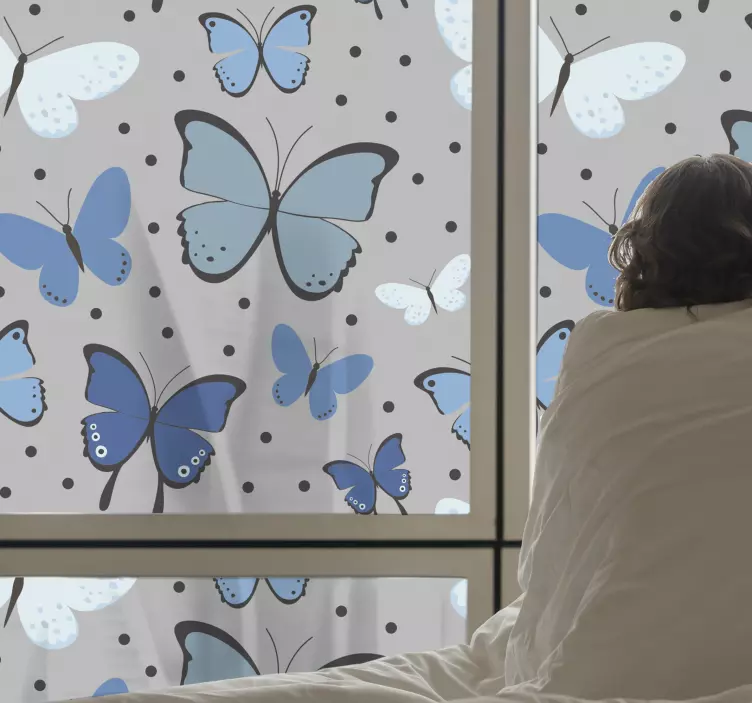Black and Blue Butterfly Wing window  decal - TenStickers