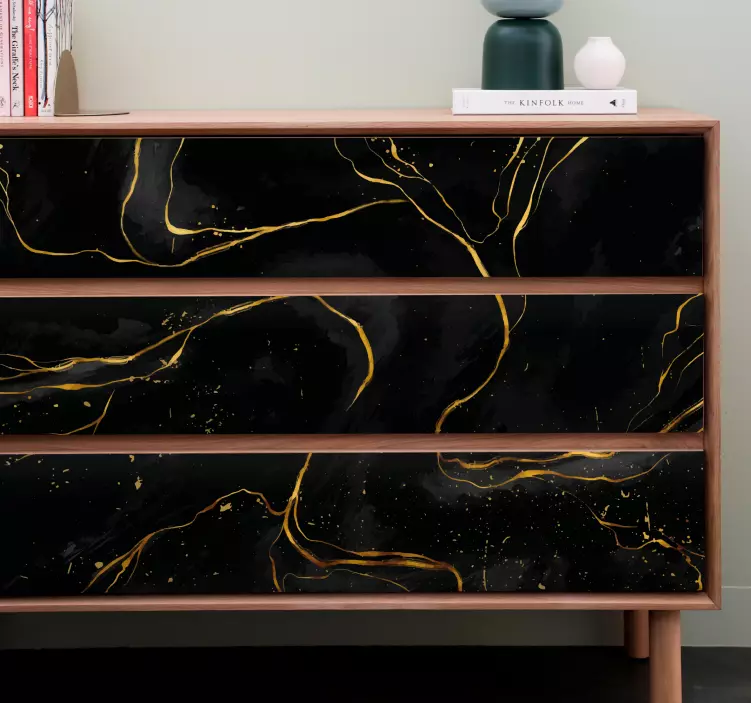 Black and golden marble furniture sticker - TenStickers