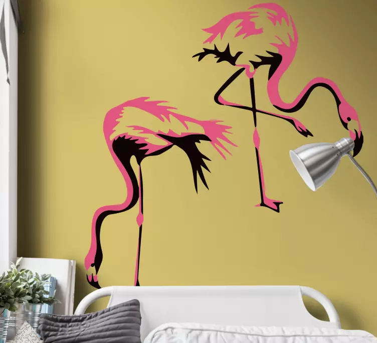 Black and pink flamingos bird wall sticker - TenStickers