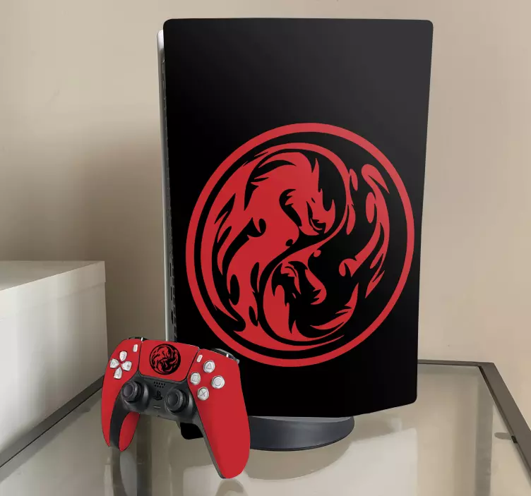 Black and Red Dragon Yin Yang PS5 stickers - TenStickers