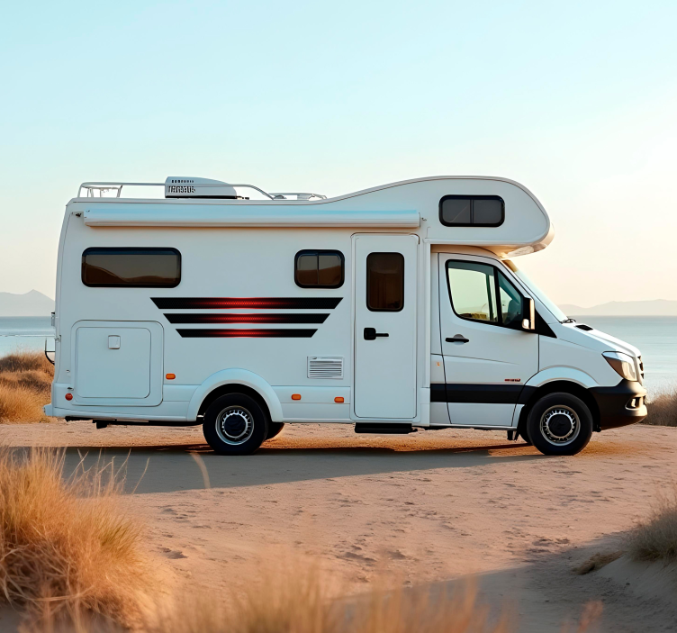 Black and red stripes campervan decal - TenStickers