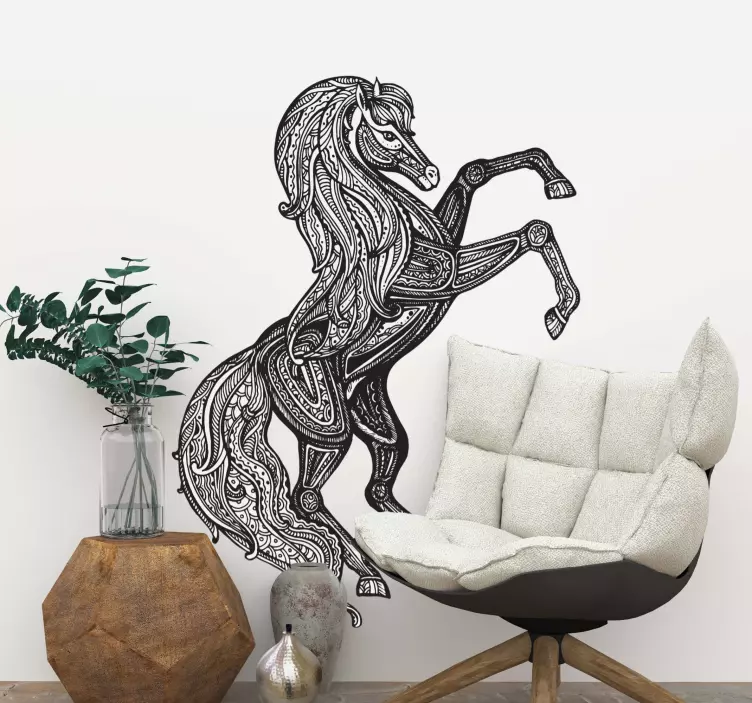 Black and white horse animal wall sticker - TenStickers
