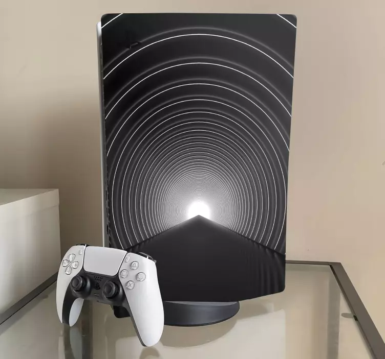 Black and white round tunnel  PS5 stickers - TenStickers