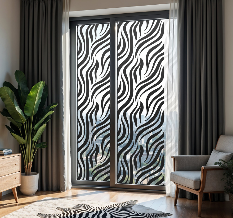 Black and white zebra stripes window sticker - TenStickers