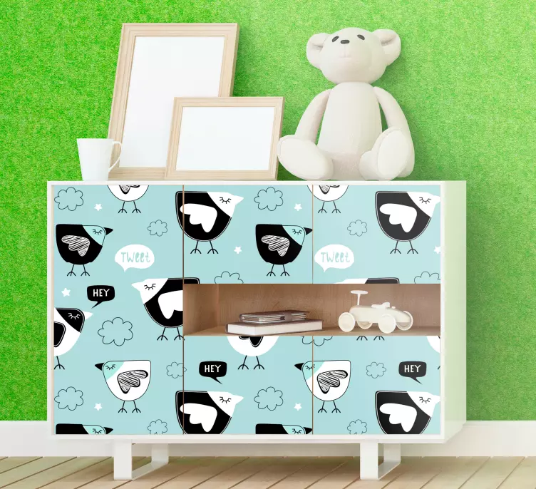 Black chicken pattern furniture sticker - TenStickers